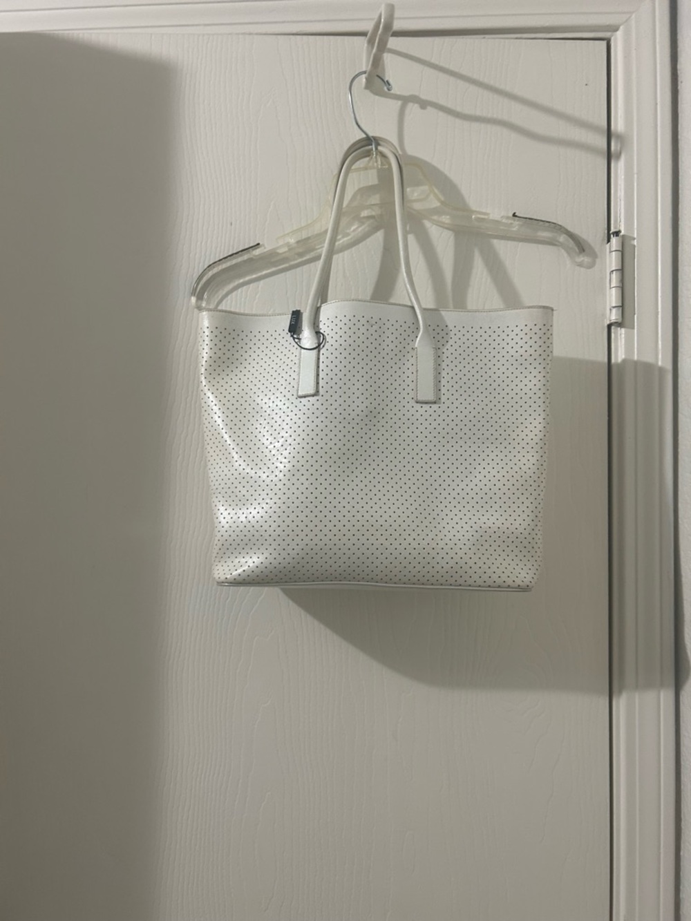 Prada White Perforated Leather Tote